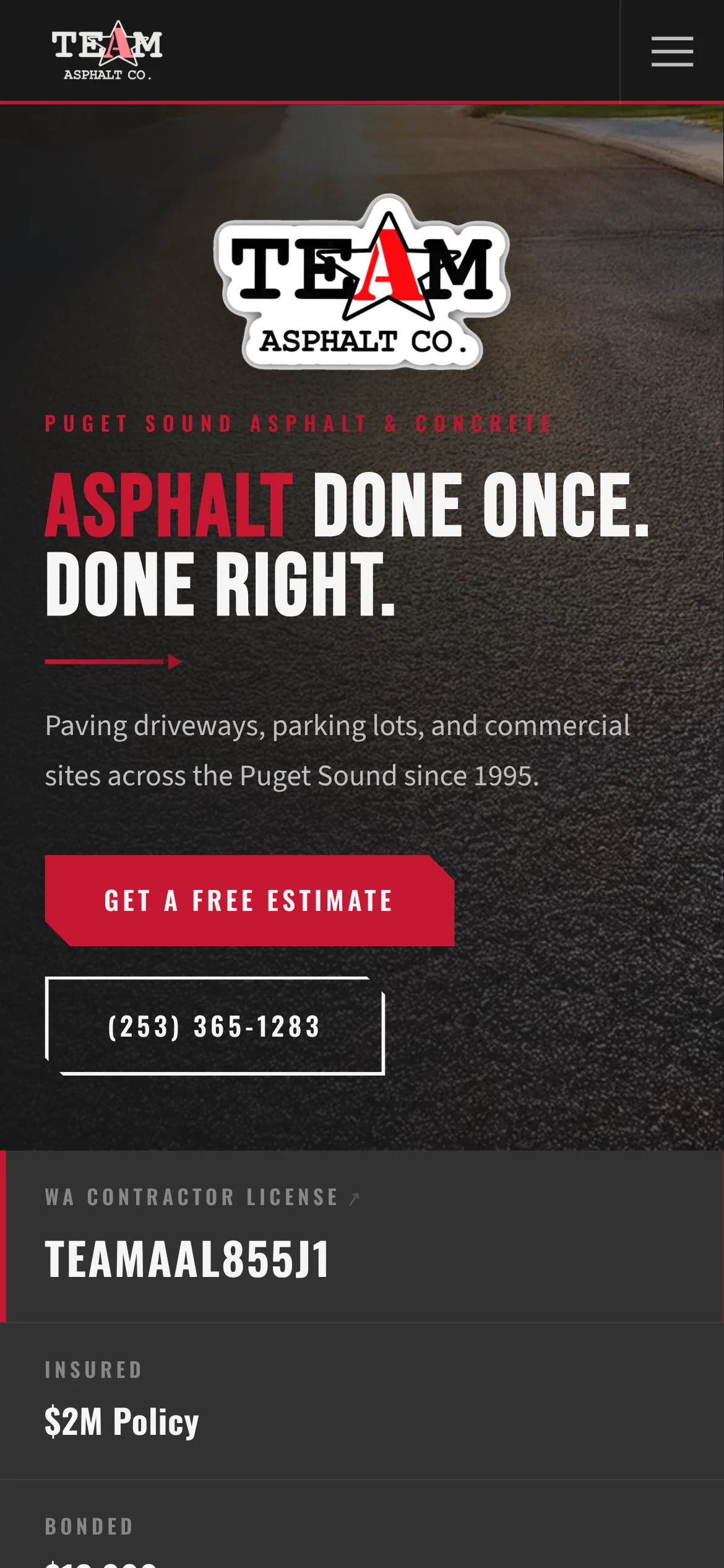 A-Team Asphalt Co. mobile screenshot