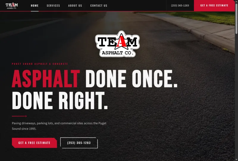 A-Team Asphalt website — desktop view