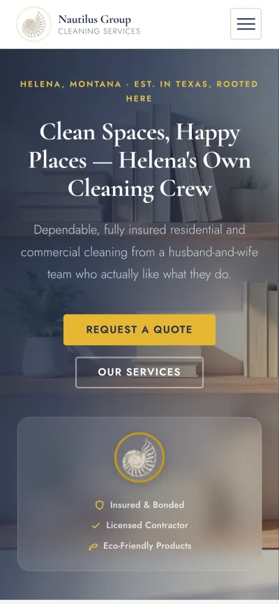 Nautilus Group Cleaning Services website — mobile view